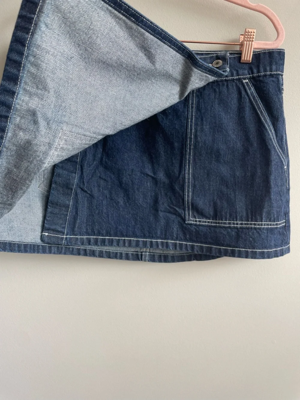 Abercrombie & Fitch Mid-Rise Denim Wrap Mini Skirt Dark Wash Size 29 - Picture 6 of 11